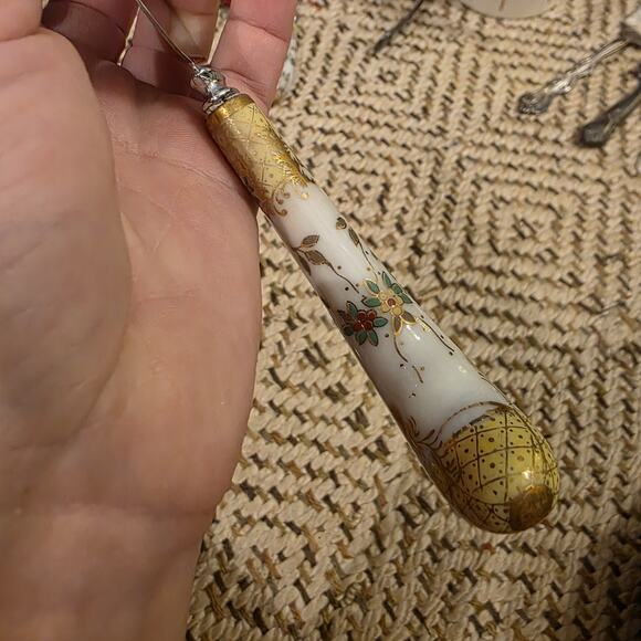 Vintage Prill Sheffield England Pie Cake Server Floral Yellow Porcelain Handle. - Picture 12 of 16